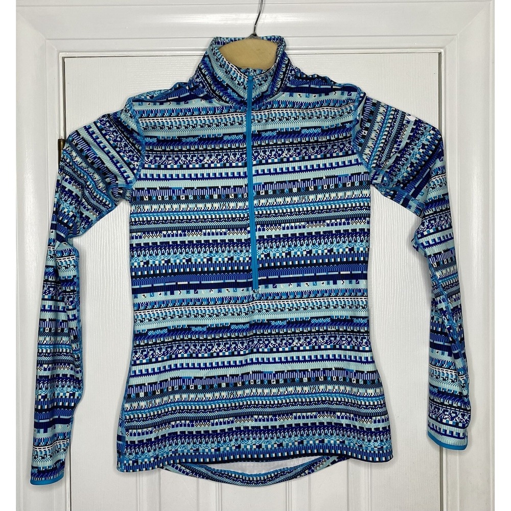 Nike Pro Women's Half Zip Pullover Blue Fair Isle Medium